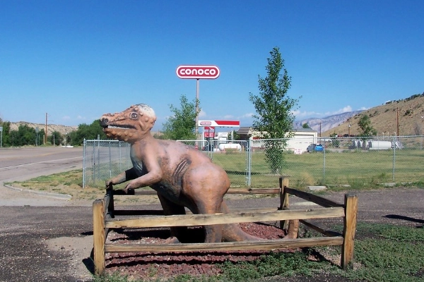 Pink Dinosaur Statue in Dinosaur, Colorado