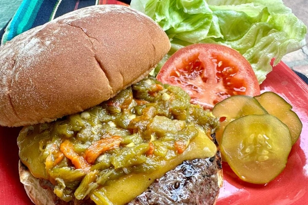 Green Chile Burger at H&H Car Wash