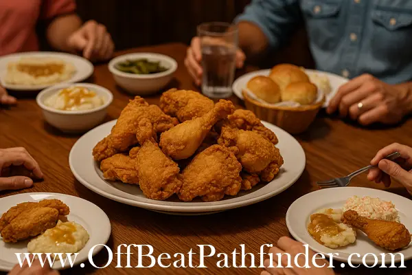 Fried chicken dinner at Giant City Lodge