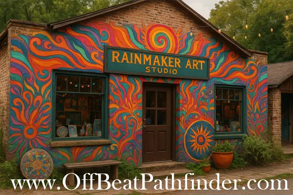 Colorful murals at Rainmaker Art Studio in Makanda