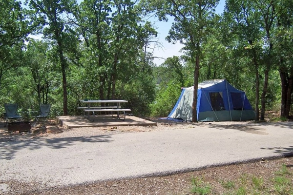 Campsite at Lake Mineral Wells State Park
