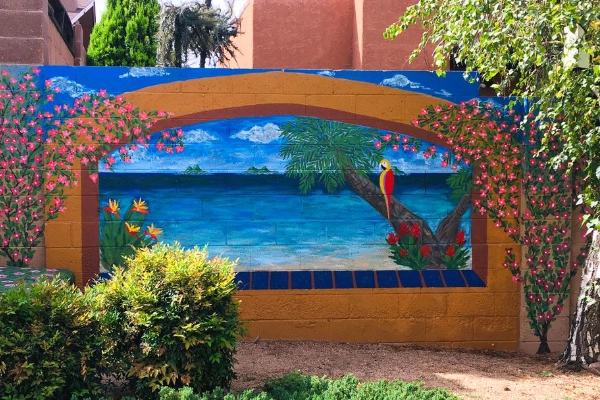 Colorful street art in the Downtown Arts District
