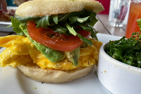 A dish of avocado toast from The Grove Cafe