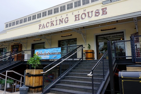 The bustling interior of the Anaheim Packing House food hall