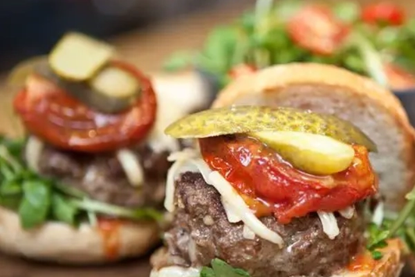 A gourmet burger from Umami Burger in the Packing House