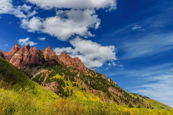 The iconic Maroon Bells in the Snowmass Wilderness