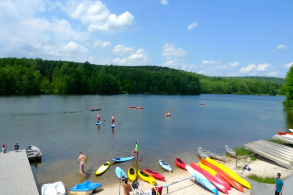 A wooded campsite at French Creek State Park