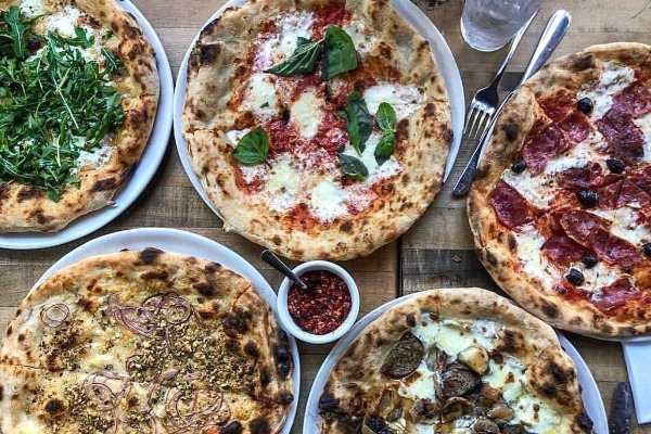 A wood-fired pizza from Pizzeria Bianco