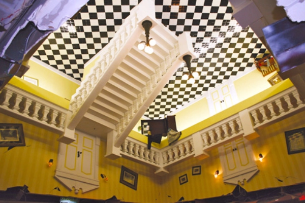 The upside-down exterior of the WonderWorks building