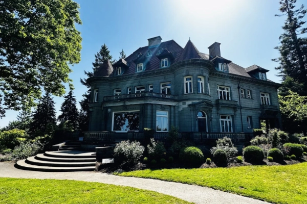 The historic Pittock Mansion on a hilltop overlooking Portland