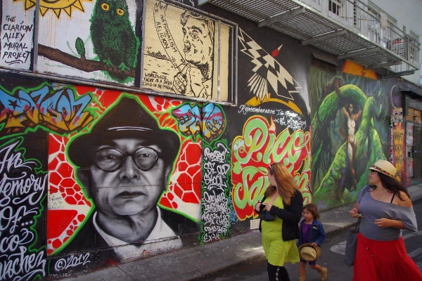Colorful murals in Clarion Alley in the Mission District