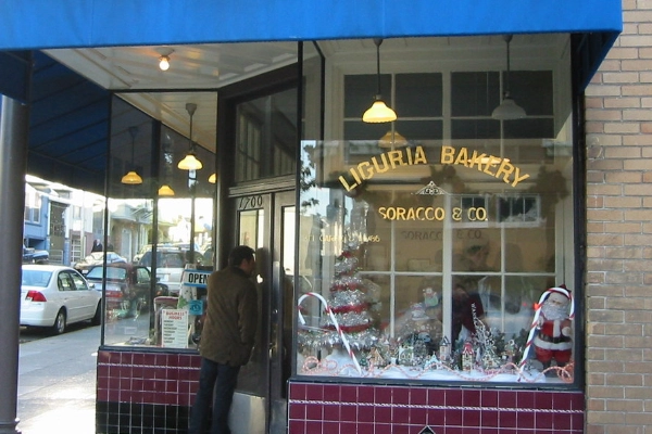 Fresh focaccia bread at Liguria Bakery in North Beach