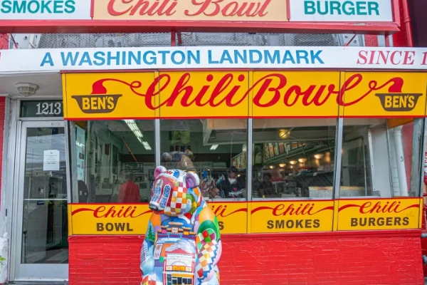 A classic half-smoke from Ben’s Chili Bowl