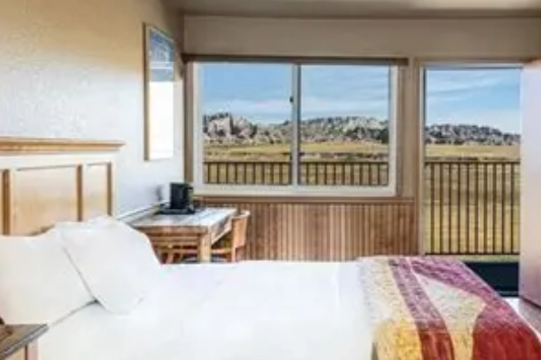 A room with a prairie view at the Badlands Inn