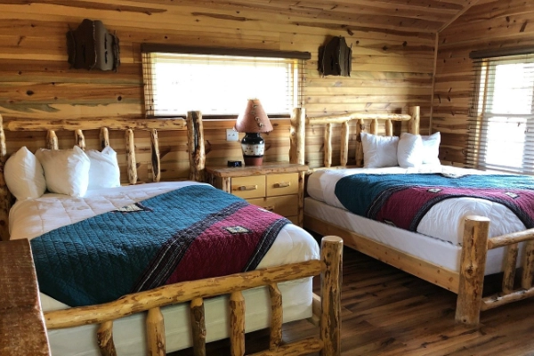 A rustic cabin at the Cedar Pass Lodge