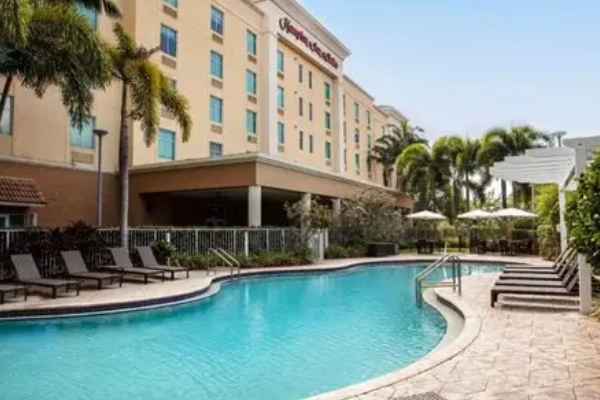A modern room at the Hampton Inn in Homestead