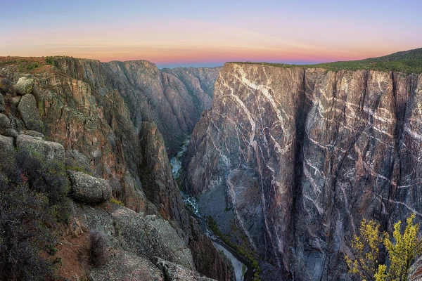 The 2,250-foot Painted Wall cliff with its quirky geologic stripes