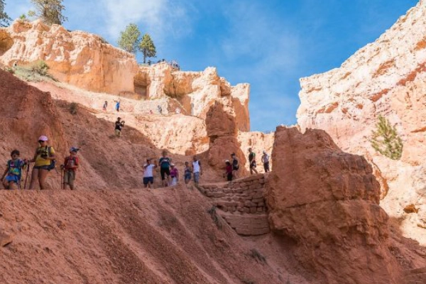 A view of the quirky slot canyons along the Under-the-Rim Trail
