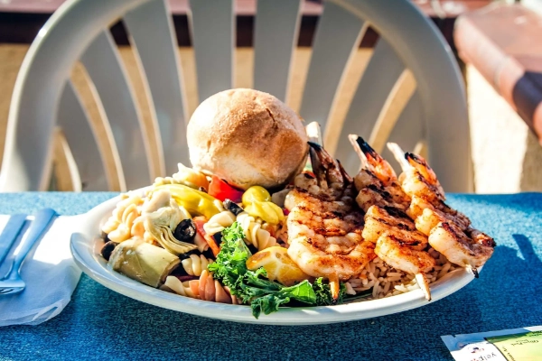 A plate of fresh seafood from Andria’s Seafood Restaurant