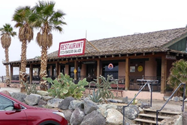 A green chile burger from the Panamint Springs Restaurant