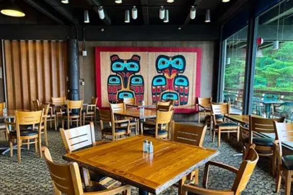 A plate of grilled halibut at the Glacier Bay Lodge Dining Room