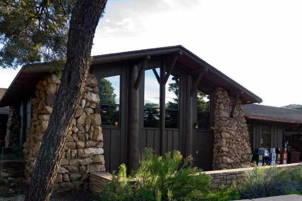 The simple and practical exterior of the Maswik Lodge