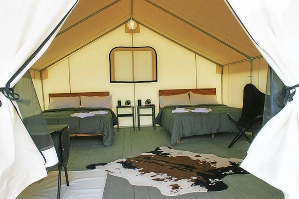 Stylish glamping tents at the Rustic Rook Resort