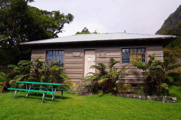 A rustic wilderness cabin inside the park