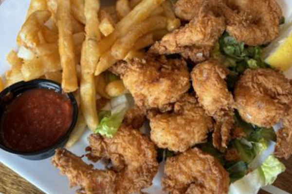 A plate of local seafood at Bartlett’s Fish Camp