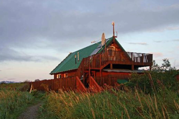 A rustic but comfortable room at the Katmai Wilderness Lodge