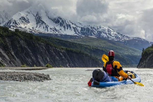 A kayaker on the vast and beautiful Naknek Lake
