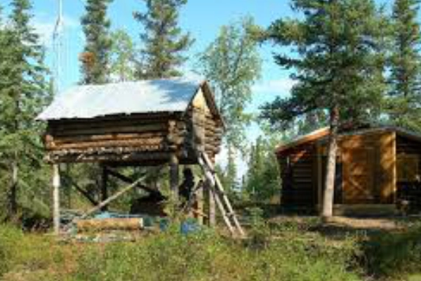 The historic 1920s ranger cabin at Onion Portage