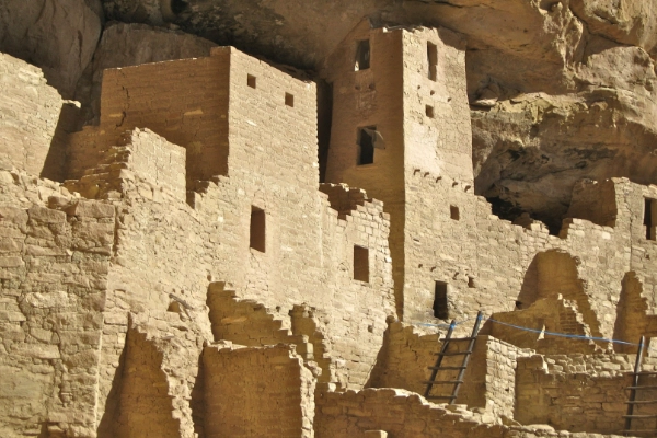 The sprawling Cliff Palace, the largest cliff dwelling in North America, tucked into sandstone cliffs