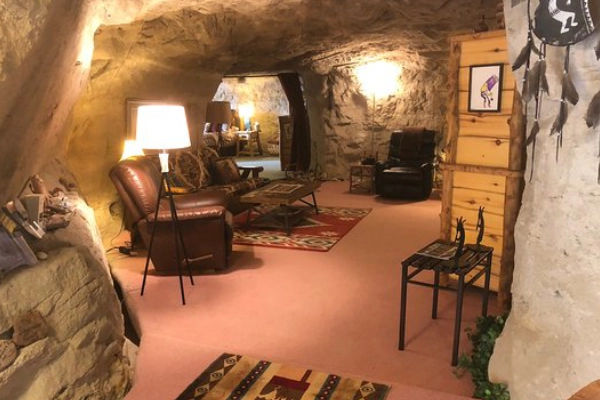 A unique bed and breakfast built inside a man-made cave