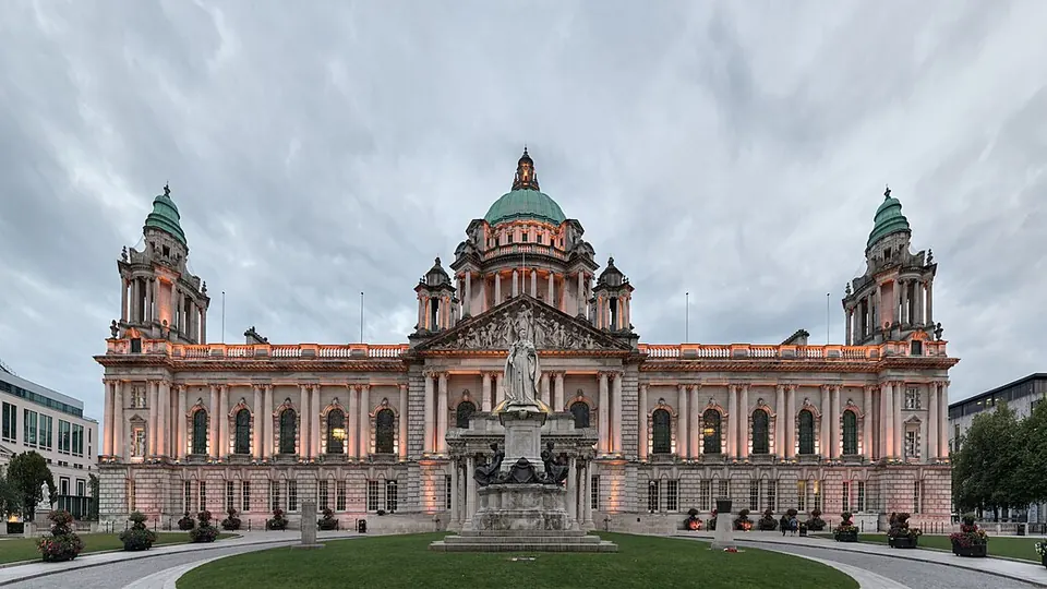 Belfast destination photo: Belfast City Hall - Belfast, Northern Ireland, UK - August 13, 2017 - 01
