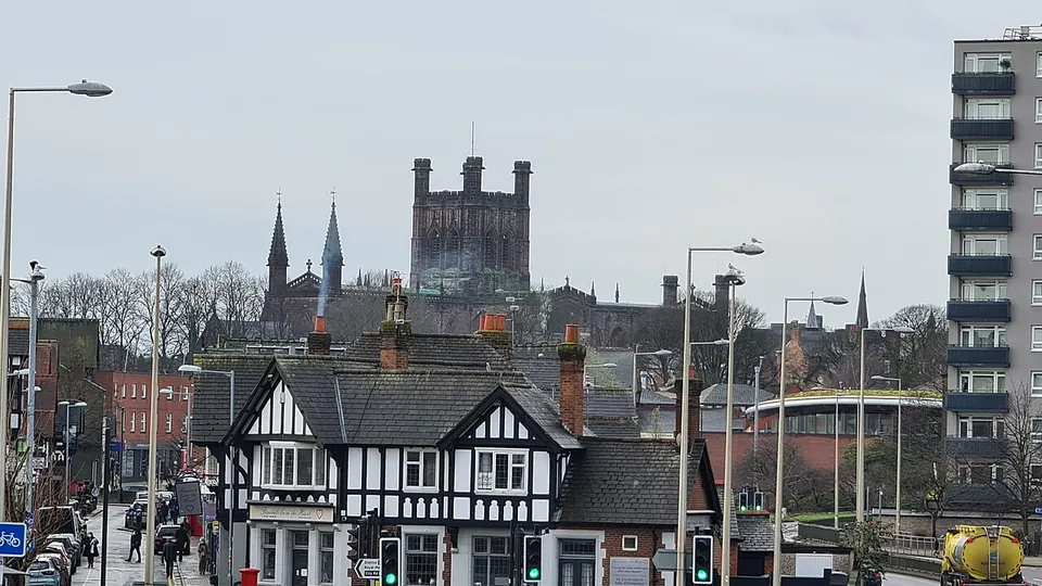Chester destination photo: Skyline of Chester with the Cathedral