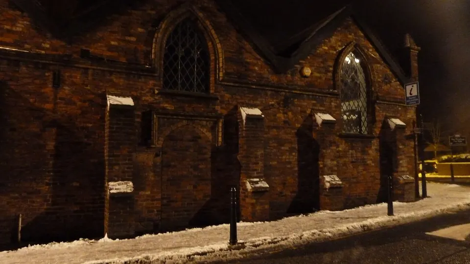 Ironbridge Gorge destination photo: Snowy night outside the Museum of the Gorge, Ironbridge