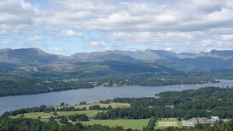 Lake District and Windermere destination photo: Windermere Lake District from hill