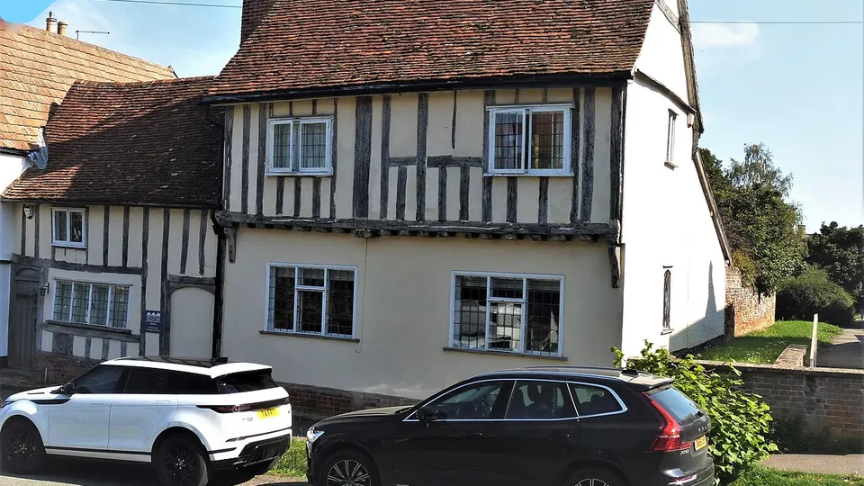 Lavenham destination photo: -2021-02-07 Timber framed House, High Street, Lavenham, Suffolk