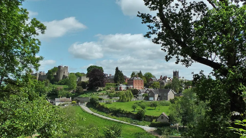 Ludlow destination photo: Ludlow Castle across the Teme - early morning