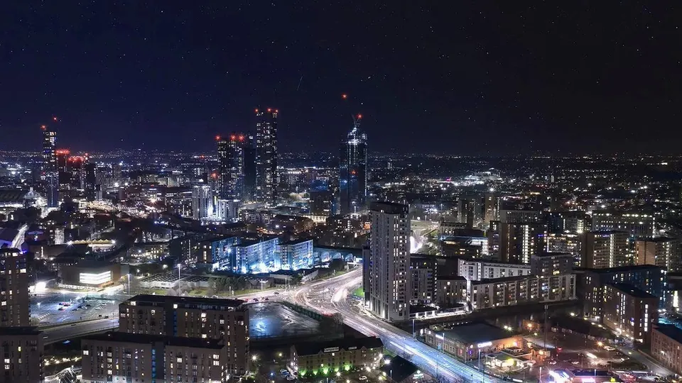 Manchester destination photo: Manchester Skyline Night December 2020