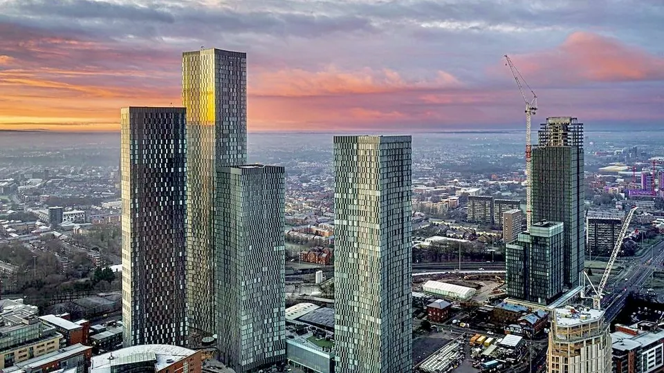 Manchester destination photo: Deansgate Square & Elizabeth Tower Manchester Winter 2020