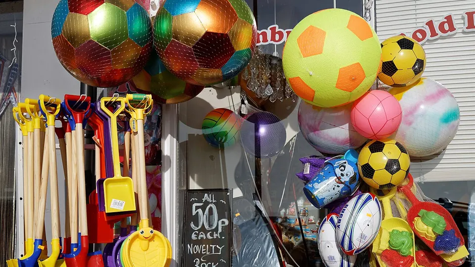 Margate destination photo: Balls and beach toys at Margate Kent England 1
