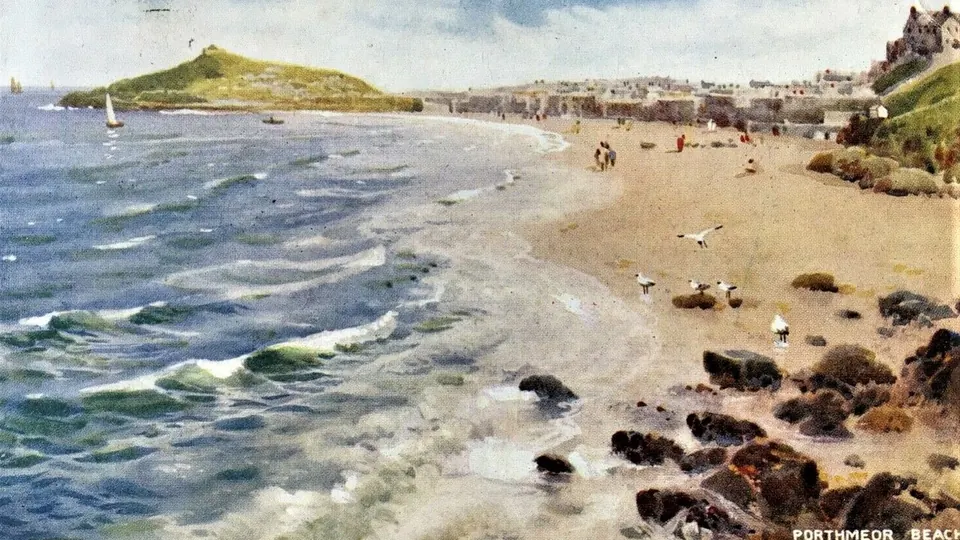 St Ives, Cornwall destination photo: 1941 Postcard Porthmeor Beach St Ives Cornwall (50627502641)