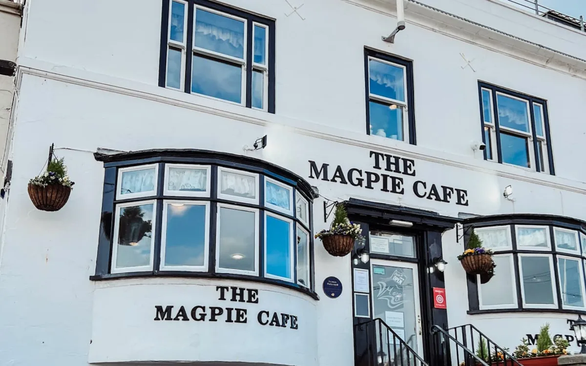 The Magpie Cafe exterior on Pier Road in Whitby
